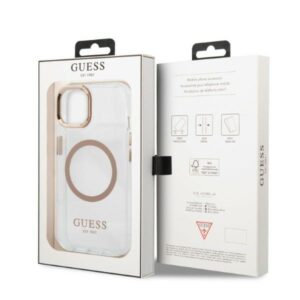 Guess GUHMP13MHTRMD Apple iPhone 13 / 14 / 15 6.1" gold kietas dėklas Metal Outline Magsafe - Image 8