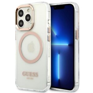 Guess GUHMP13XHTRMD Apple iPhone 13 Pro Max 6,7" gold kietas dėklas Metal Outline Magsafe