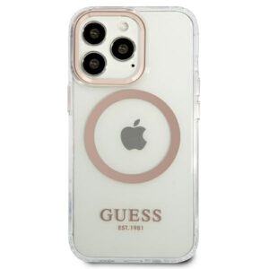 Guess GUHMP13XHTRMD Apple iPhone 13 Pro Max 6,7" gold kietas dėklas Metal Outline Magsafe - Image 3