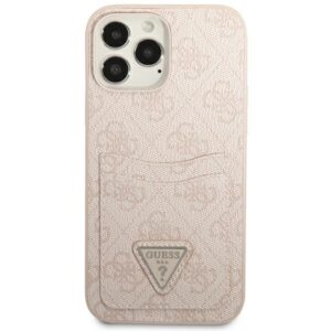 Guess GUHCP13LP4TPP Apple iPhone 13 Pro / 13 6,1" rožinės spalvos kietas dėklas 4G Triangle Logo Cardslot - Image 3