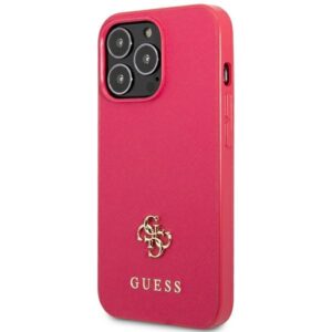 Guess GUHCP13LPS4MF Apple iPhone 13 Pro / 13 6,1" rožinės spalvos kietas dėklas Saffiano 4G Small Metal Logo - Image 2