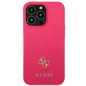 Guess GUHCP13LPS4MF Apple iPhone 13 Pro / 13 6,1" rožinės spalvos kietas dėklas Saffiano 4G Small Metal Logo - Image 3