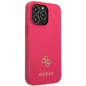 Guess GUHCP13LPS4MF Apple iPhone 13 Pro / 13 6,1" rožinės spalvos kietas dėklas Saffiano 4G Small Metal Logo - Image 4