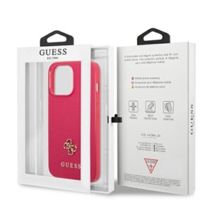 Guess GUHCP13LPS4MF Apple iPhone 13 Pro / 13 6,1" rožinės spalvos kietas dėklas Saffiano 4G Small Metal Logo - Image 8