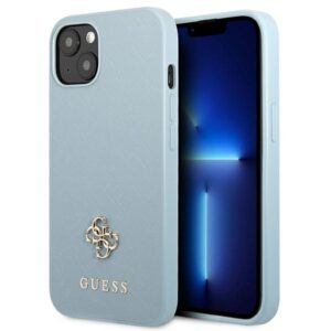 Guess GUHCP13SPS4MB Apple iPhone 13 mini 5,4" blue kietas dėklas Saffiano 4G Small Metal Logo - Image 1