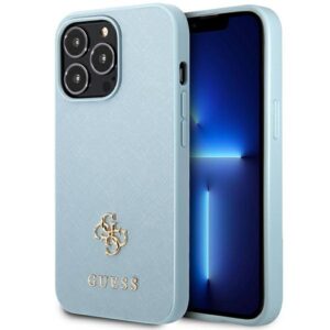 Guess GUHCP13XPS4MB Apple iPhone 13 Pro Max 6,7" blue kietas dėklas Saffiano 4G Small Metal Logo - Image 1