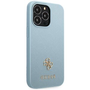 Guess GUHCP13XPS4MB Apple iPhone 13 Pro Max 6,7" blue kietas dėklas Saffiano 4G Small Metal Logo - Image 4