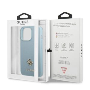 Guess GUHCP13XPS4MB Apple iPhone 13 Pro Max 6,7" blue kietas dėklas Saffiano 4G Small Metal Logo - Image 8