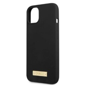 Guess GUHMP13SSPLK Apple iPhone 13 mini 5,4" juodos spalvos kietas dėklas Silicone Logo Plate MagSafe - Image 6