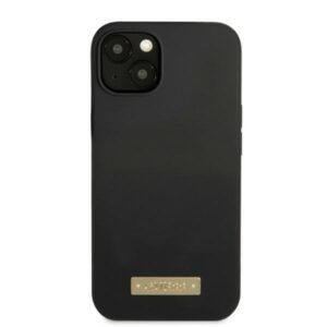 Guess GUHMP13MSPLK Apple iPhone 13 / 14 / 15 6.1"juodos spalvos kietas dėklas Silicone Logo Plate MagSafe - Image 3