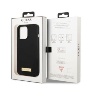 Guess GUHMP13LSPLK Apple iPhone 13 Pro / 13 6,1" juodos spalvos kietas dėklas Silicone Logo Plate MagSafe - Image 8