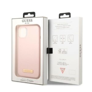 Guess GUHMP13SSBPLP Apple iPhone 13 mini 5,4" rožinės spalvos kietas dėklas Silicone Logo Plate MagSafe - Image 8