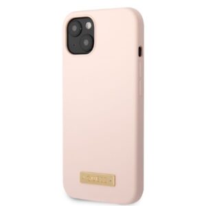 Guess GUHMP13MSBPLP Apple iPhone 13 / 14 / 15 6.1" rožinės spalvos kietas dėklas Silicone Logo Plate MagSafe - Image 2
