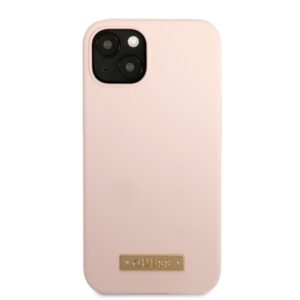 Guess GUHMP13MSBPLP Apple iPhone 13 / 14 / 15 6.1" rožinės spalvos kietas dėklas Silicone Logo Plate MagSafe - Image 3