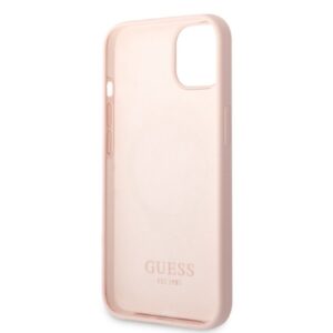 Guess GUHMP13MSBPLP Apple iPhone 13 / 14 / 15 6.1" rožinės spalvos kietas dėklas Silicone Logo Plate MagSafe - Image 7
