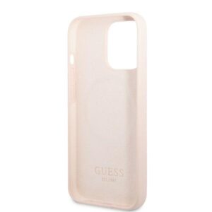 Guess GUHMP13XSPLP Apple iPhone 13 Pro Max 6,7" rožinės spalvos kietas dėklas Silicone Logo Plate MagSafe - Image 7
