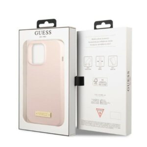 Guess GUHMP13XSPLP Apple iPhone 13 Pro Max 6,7" rožinės spalvos kietas dėklas Silicone Logo Plate MagSafe - Image 8