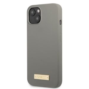 Guess GUHMP13MSPLG Apple iPhone 13 / 14 / 15 6.1" grey kietas dėklas Silicone Logo Plate MagSafe - Image 2