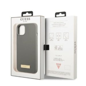 Guess GUHMP13MSPLG Apple iPhone 13 / 14 / 15 6.1" grey kietas dėklas Silicone Logo Plate MagSafe - Image 8