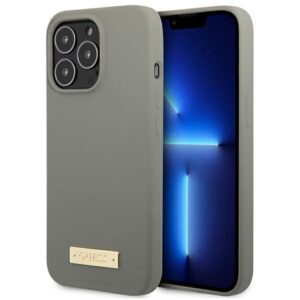 Guess GUHMP13XSPLG Apple iPhone 13 Pro Max 6,7" grey kietas dėklas Silicone Logo Plate MagSafe
