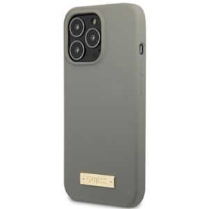 Guess GUHMP13XSPLG Apple iPhone 13 Pro Max 6,7" grey kietas dėklas Silicone Logo Plate MagSafe - Image 2