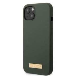 Guess GUHMP13MSBPLA Apple iPhone 13 / 14 / 15 6.1" khaki kietas dėklas Silicone Logo Plate MagSafe - Image 2