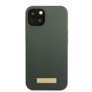 Guess GUHMP13MSBPLA Apple iPhone 13 / 14 / 15 6.1" khaki kietas dėklas Silicone Logo Plate MagSafe - Image 3