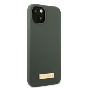 Guess GUHMP13MSBPLA Apple iPhone 13 / 14 / 15 6.1" khaki kietas dėklas Silicone Logo Plate MagSafe - Image 4