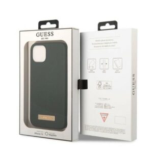 Guess GUHMP13MSBPLA Apple iPhone 13 / 14 / 15 6.1" khaki kietas dėklas Silicone Logo Plate MagSafe - Image 8