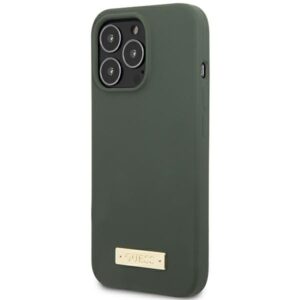 Guess GUHMP13LSPLA Apple iPhone 13 Pro / 13 6,1" khaki kietas dėklas Silicone Logo Plate MagSafe - Image 2