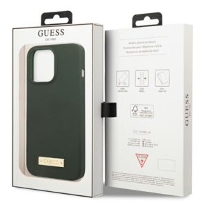 Guess GUHMP13XSPLA Apple iPhone 13 Pro Max 6,7" khaki kietas dėklas Silicone Logo Plate MagSafe - Image 8