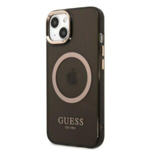 Guess GUHMP13MHTCMK Apple iPhone 13 / 14 / 15 6.1" juodos spalvos kietas dėklas Gold Outline Translucent MagSafe - Image 2