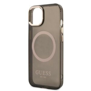 Guess GUHMP13MHTCMK Apple iPhone 13 / 14 / 15 6.1" juodos spalvos kietas dėklas Gold Outline Translucent MagSafe - Image 6