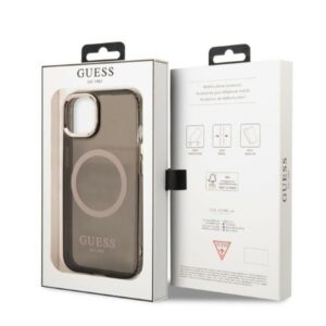Guess GUHMP13MHTCMK Apple iPhone 13 / 14 / 15 6.1" juodos spalvos kietas dėklas Gold Outline Translucent MagSafe - Image 8