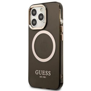 Guess GUHMP13LHTCMK Apple iPhone 13 Pro / 13 6,1" juodos spalvos kietas dėklas Gold Outline Translucent MagSafe - Image 2