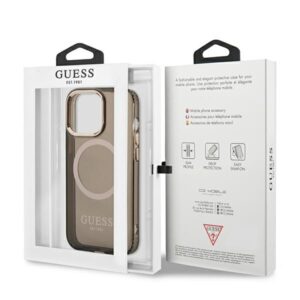 Guess GUHMP13LHTCMK Apple iPhone 13 Pro / 13 6,1" juodos spalvos kietas dėklas Gold Outline Translucent MagSafe - Image 8