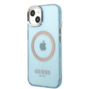 Guess GUHMP13MHTCMB Apple iPhone 13 / 14 / 15 6.1" blue kietas dėklas Gold Outline Translucent MagSaf - Image 2