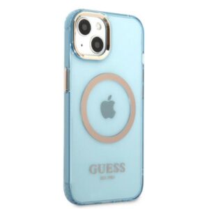Guess GUHMP13MHTCMB Apple iPhone 13 / 14 / 15 6.1" blue kietas dėklas Gold Outline Translucent MagSaf - Image 4