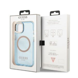 Guess GUHMP13MHTCMB Apple iPhone 13 / 14 / 15 6.1" blue kietas dėklas Gold Outline Translucent MagSaf - Image 8