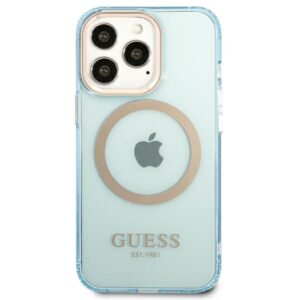 Guess GUHMP13LHTCMB Apple iPhone 13 Pro / 13 6,1" blue kietas dėklas Gold Outline Translucent MagSafe - Image 3