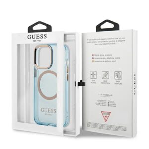 Guess GUHMP13LHTCMB Apple iPhone 13 Pro / 13 6,1" blue kietas dėklas Gold Outline Translucent MagSafe - Image 8