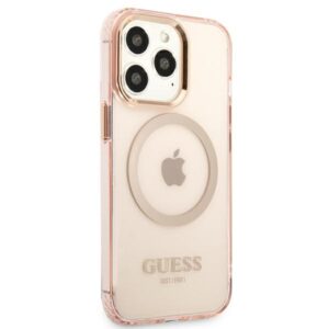 Guess GUHMP13LHTCMP Apple iPhone 13 Pro / 13 6,1" rožinės spalvos kietas dėklas Gold Outline Translucent MagSafe - Image 4