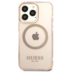Guess GUHMP13XHTCMP Apple iPhone 13 Pro Max 6,7" rožinės spalvos kietas dėklas Gold Outline Translucent MagSafe - Image 3