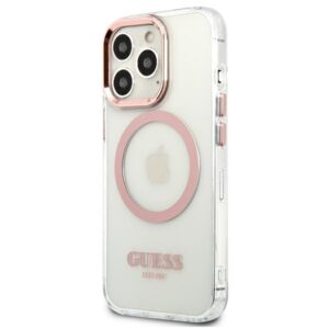 Guess GUHMP13LHTRMP Apple iPhone 13 Pro / 13 6,1" rožinės spalvos kietas dėklas Metal Outline Magsafe - Image 2