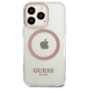 Guess GUHMP13LHTRMP Apple iPhone 13 Pro / 13 6,1" rožinės spalvos kietas dėklas Metal Outline Magsafe - Image 3