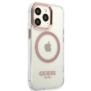 Guess GUHMP13LHTRMP Apple iPhone 13 Pro / 13 6,1" rožinės spalvos kietas dėklas Metal Outline Magsafe - Image 4
