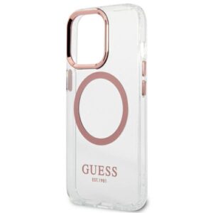 Guess GUHMP13LHTRMP Apple iPhone 13 Pro / 13 6,1" rožinės spalvos kietas dėklas Metal Outline Magsafe - Image 6
