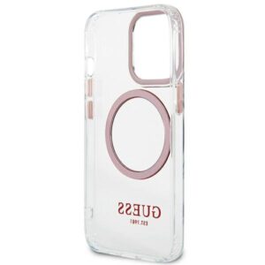 Guess GUHMP13LHTRMP Apple iPhone 13 Pro / 13 6,1" rožinės spalvos kietas dėklas Metal Outline Magsafe - Image 7
