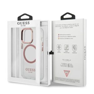 Guess GUHMP13LHTRMP Apple iPhone 13 Pro / 13 6,1" rožinės spalvos kietas dėklas Metal Outline Magsafe - Image 8