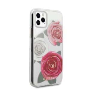 Guess GUHCN58ROSTRT Apple iPhone 11 Pro skaidrus kietas dėklas Flower Desire rožinės spalvos & baltos spalvos Rose - Image 5
